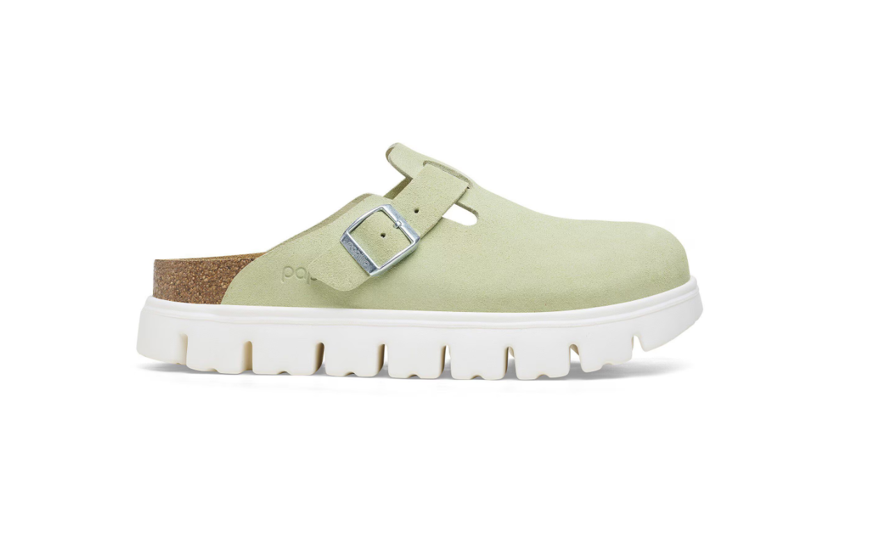Birkenstock Papillio Boston Chunky Suede Leather Faded Lime
