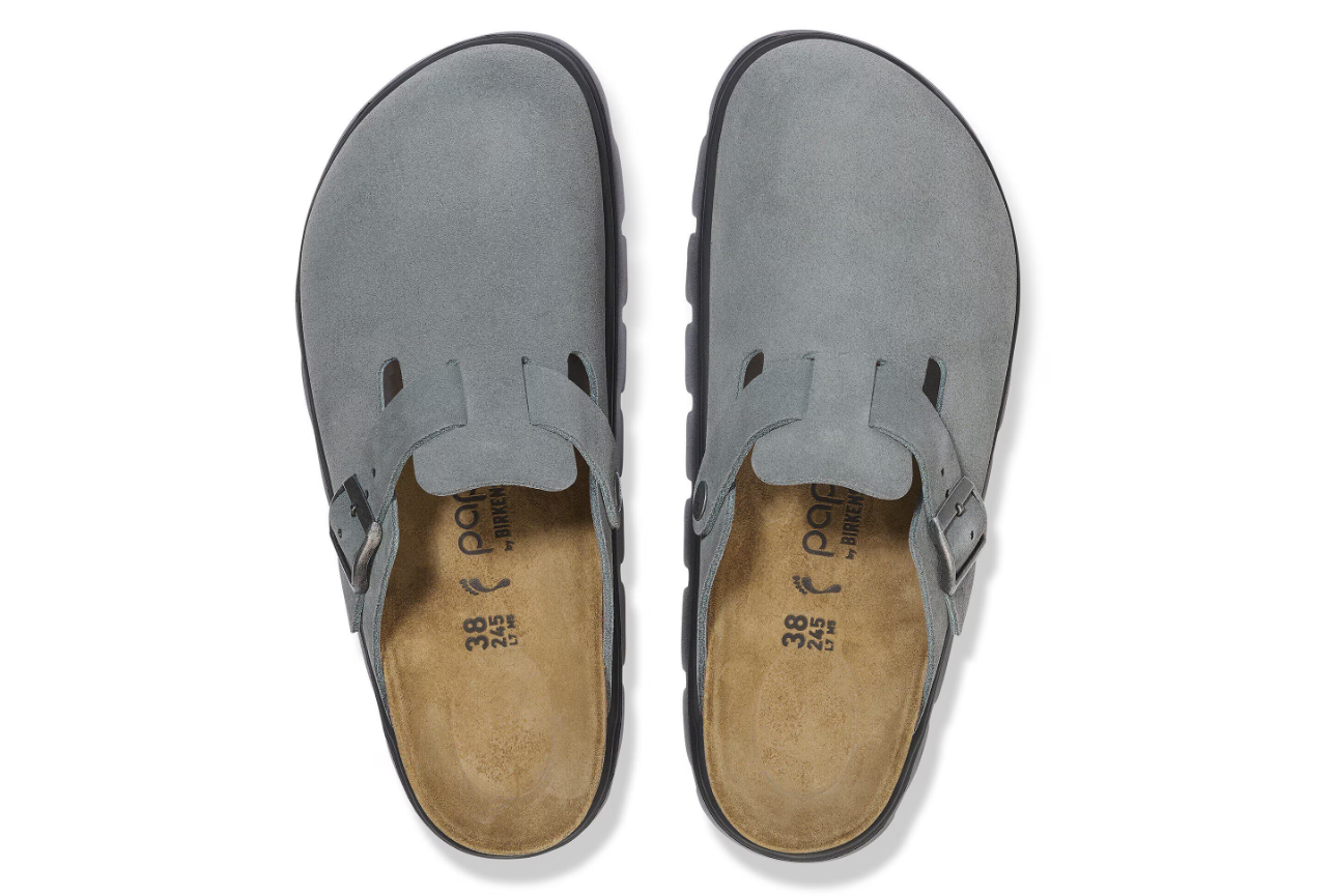 Birkenstock Papillio Boston Chunky Suede Leather Basalt Gray Black