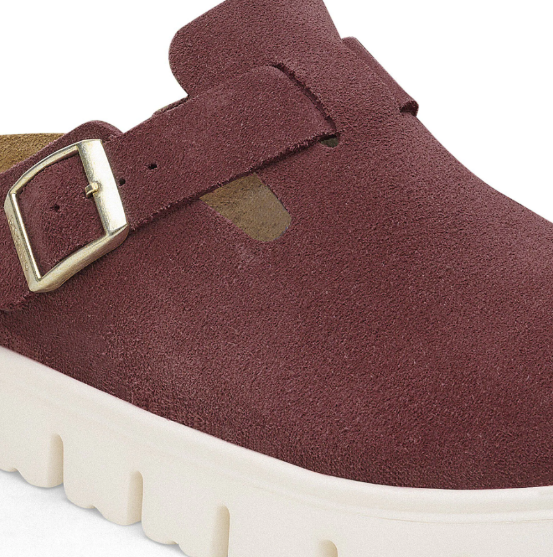 Birkenstock Papillio Boston Chunky Suede Leather Berry Crush