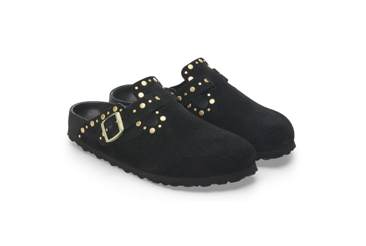 Birkenstock Boston Rivets Exquisite Suede Leather Black Clog