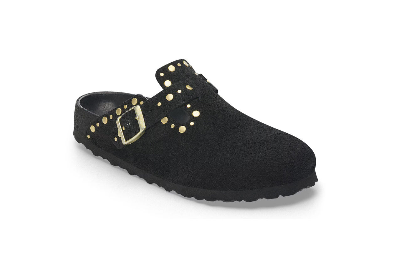 Birkenstock Boston Rivets Exquisite Suede Leather Black Clog