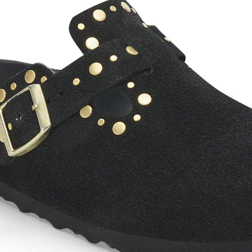 Birkenstock Boston Rivets Exquisite Suede Leather Black Clog