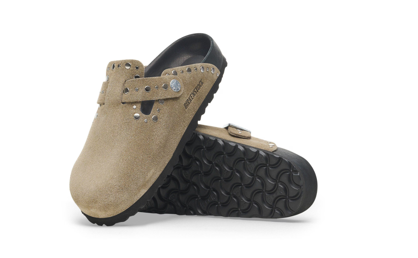 Birkenstock Boston Rivets Exquisite Suede Leather Taupe Clog