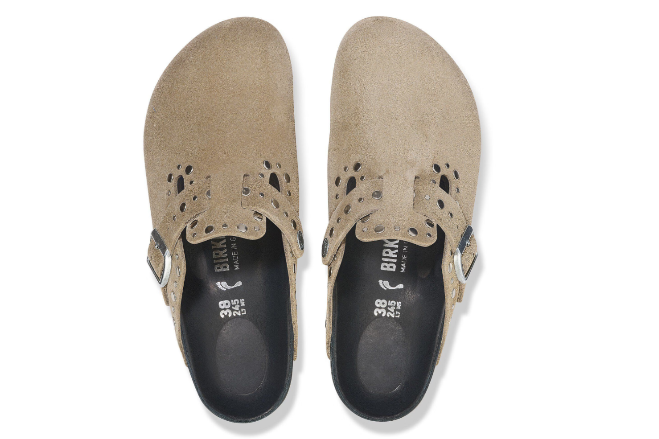 Birkenstock Boston Rivets Exquisite Suede Leather Taupe Clog