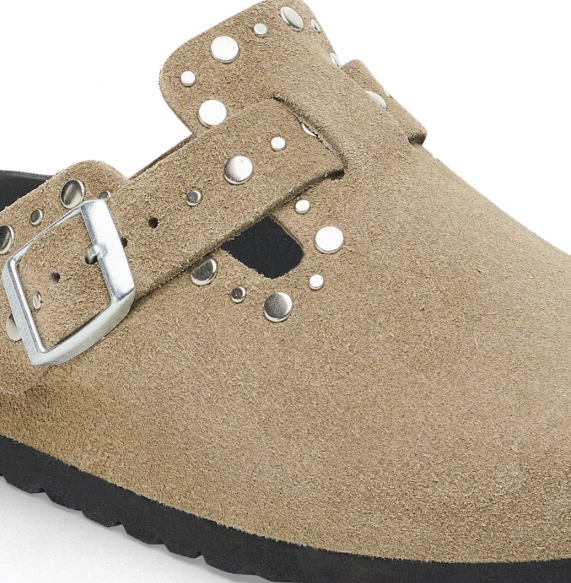 Birkenstock Boston Rivets Exquisite Suede Leather Taupe Clog