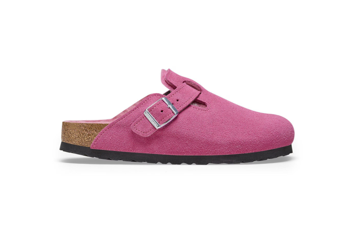Birkenstock Boston Shearling Suede Leather Fuchsia Tulip