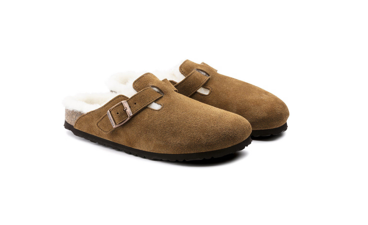 Birkenstock Boston Shearling Suede Leather - MInk, Narrow