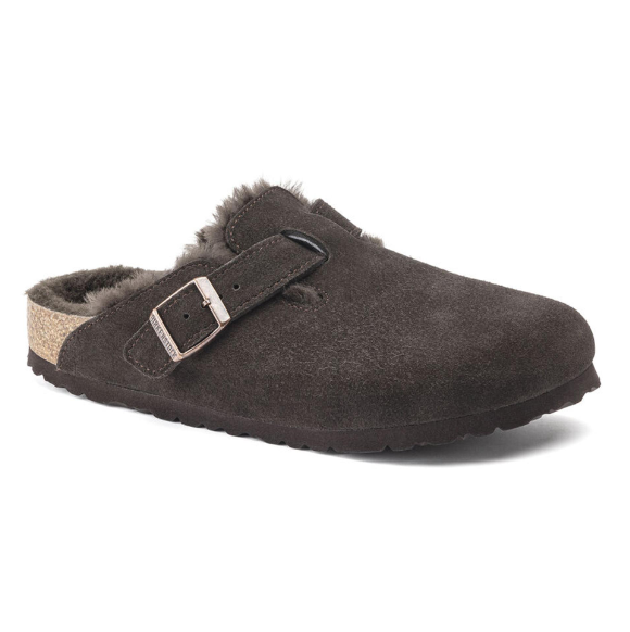 Birkenstock Boston Shearling Suede Leather Mocha Clogs