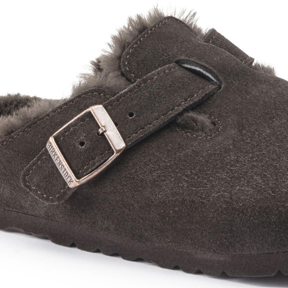 Birkenstock Boston Shearling Suede Leather Mocha Clogs