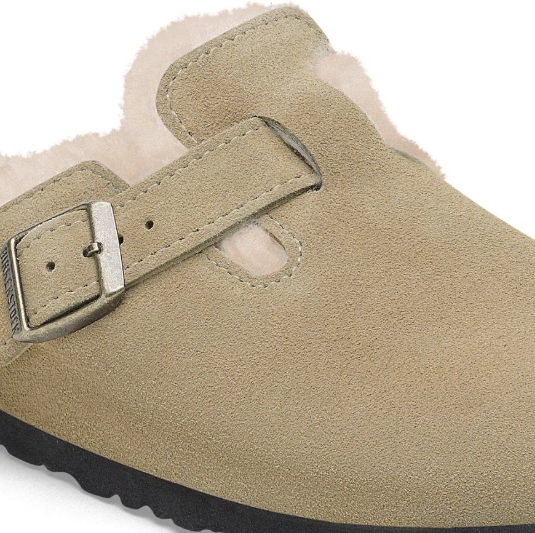 Birkenstock Boston Shearling Suede Leather Taupe Clogs