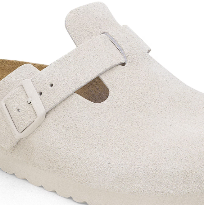 Birkenstock Boston Soft Footbed Suede Leather - White, Regular