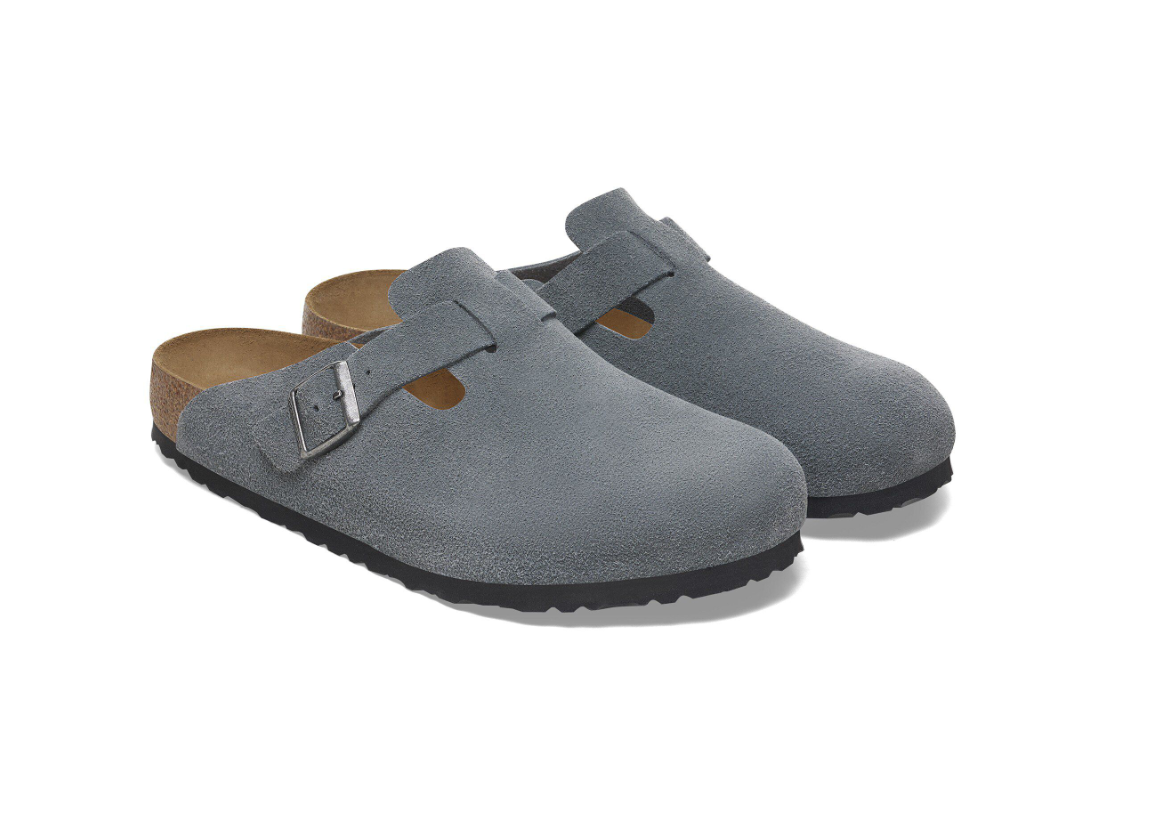 Birkenstock Boston Soft Footbed Suede Leather Basalt Gray