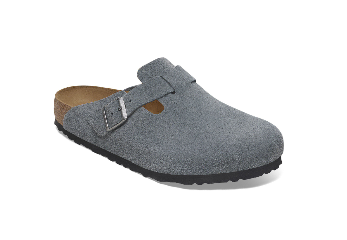 Birkenstock Boston Soft Footbed Suede Leather Basalt Gray
