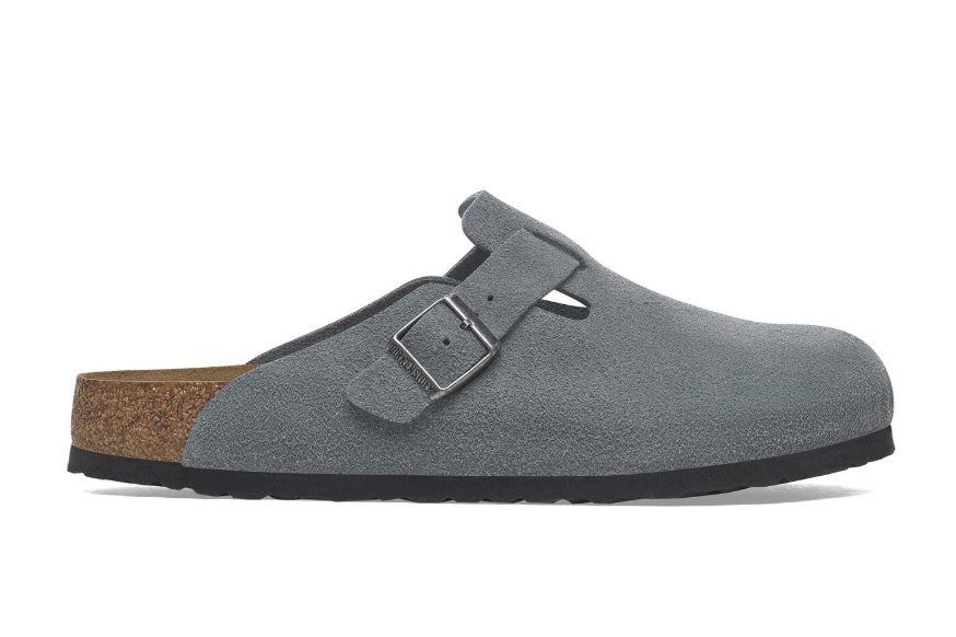 Birkenstock Boston Soft Footbed Suede Leather Basalt Gray