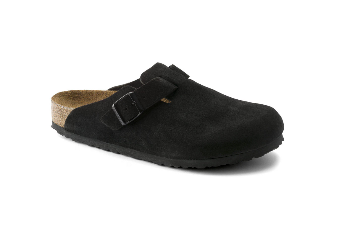 Birkenstock Boston Soft Footbed Suede Leather Black