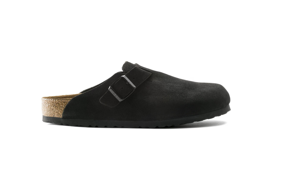 Birkenstock Boston Soft Footbed Suede Leather Black
