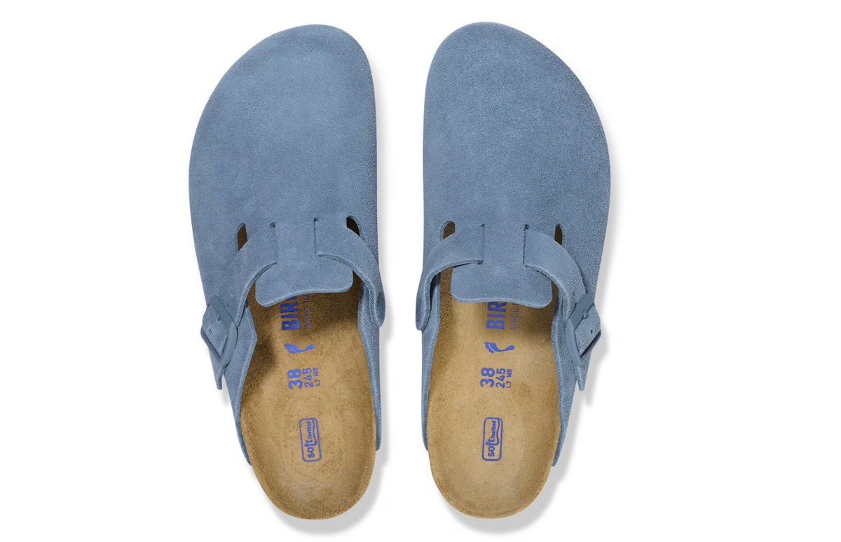 Birkenstock Boston Soft Footbed Suede Leather - Blue, Regular