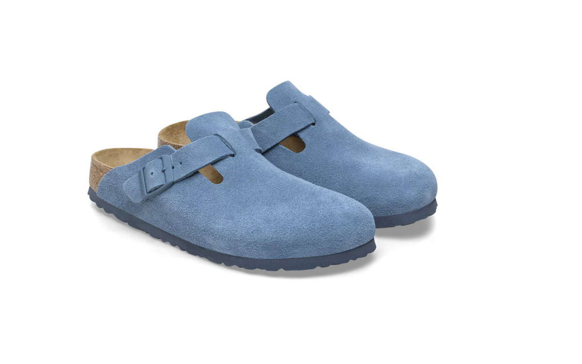 Birkenstock Boston Soft Footbed Suede Leather - Blue, Regular