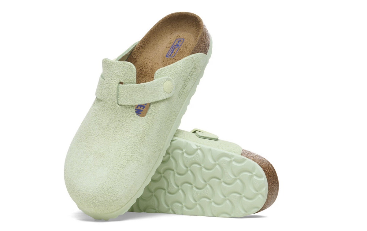 Birkenstock Boston Soft Footbed Suede Leather - Lime, Regular