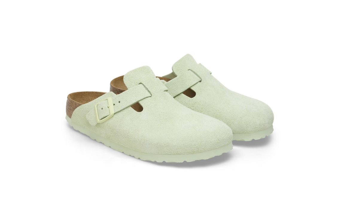 Birkenstock Boston Soft Footbed Suede Leather - Lime, Regular