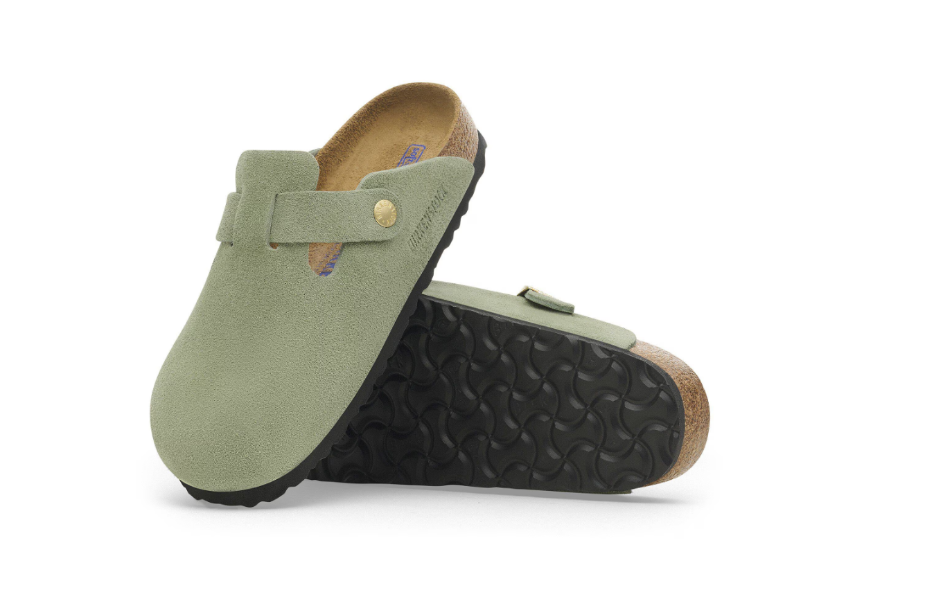Birkenstock Boston Soft Footbed Suede Leather Green Tea