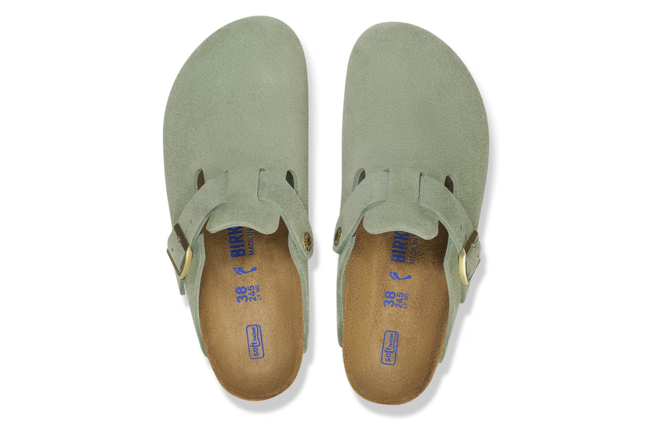 Birkenstock Boston Soft Footbed Suede Leather Green Tea