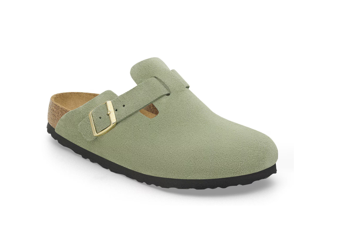 Birkenstock Boston Soft Footbed Suede Leather Green Tea