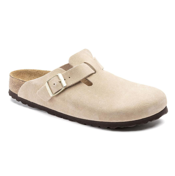 Birkenstock Boston Soft Footbed Suede Leather Nude