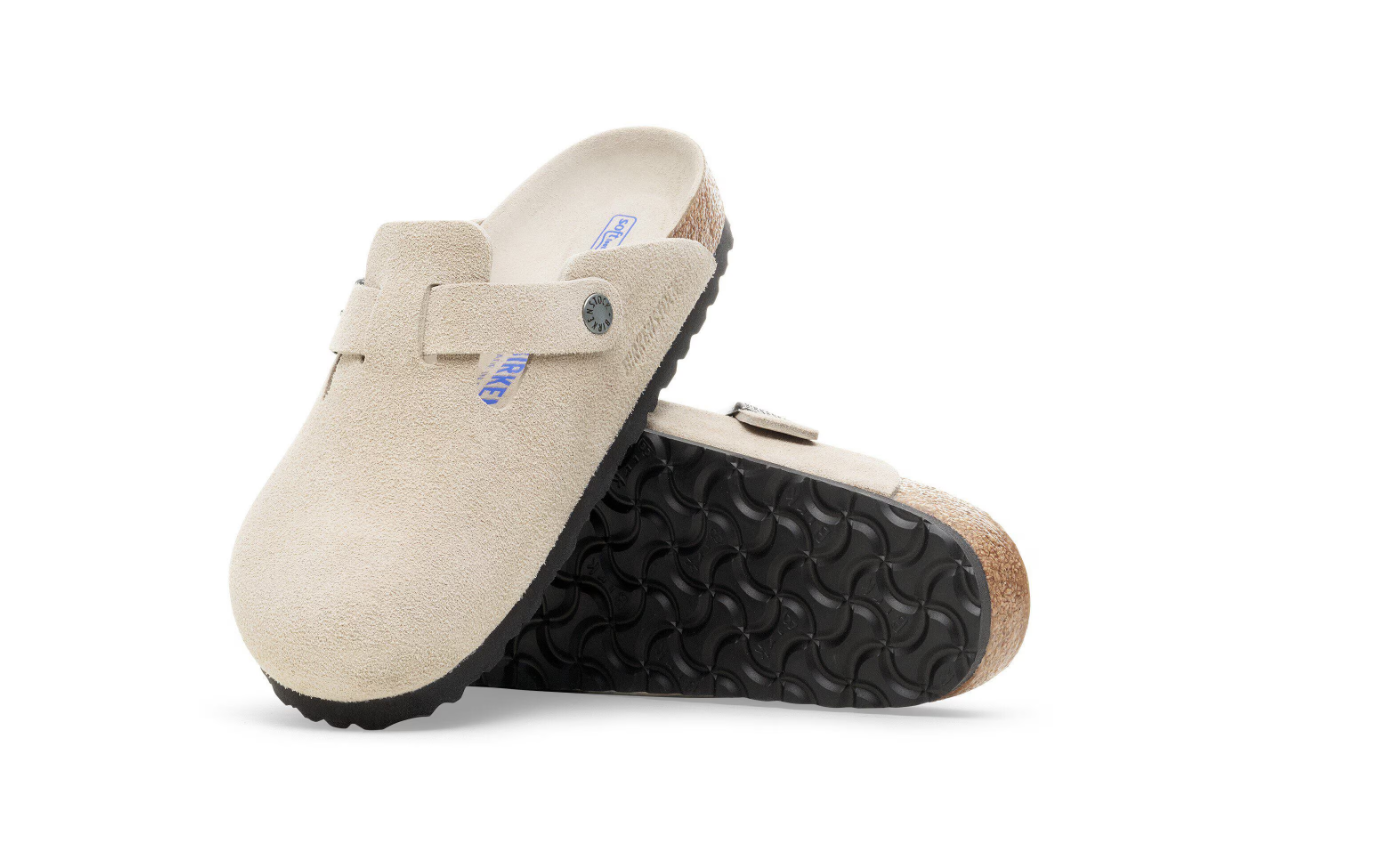Birkenstock Boston Soft Footbed Suede Leather Oyster Tonal