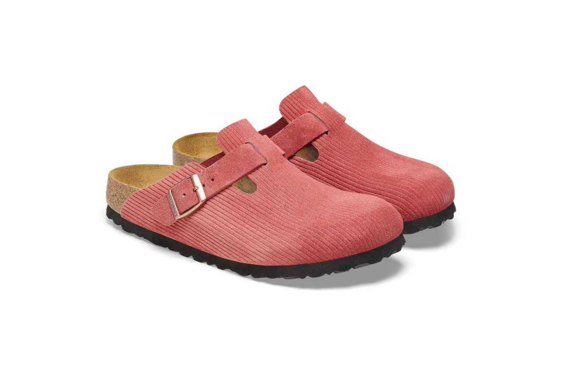 Birkenstock Boston Suede Embossed Corduroy Sienna Red