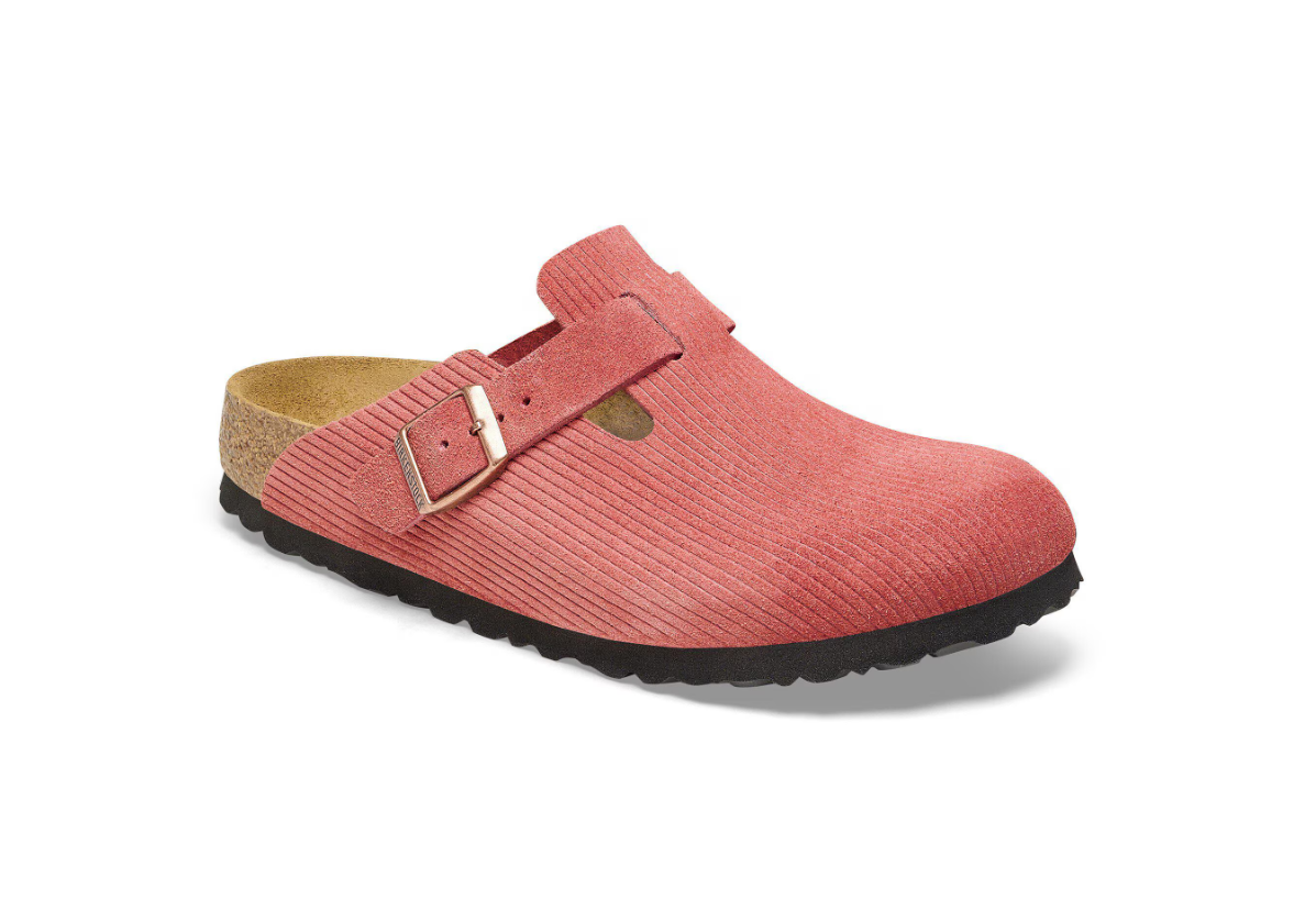 Birkenstock Boston Suede Embossed Corduroy Sienna Red