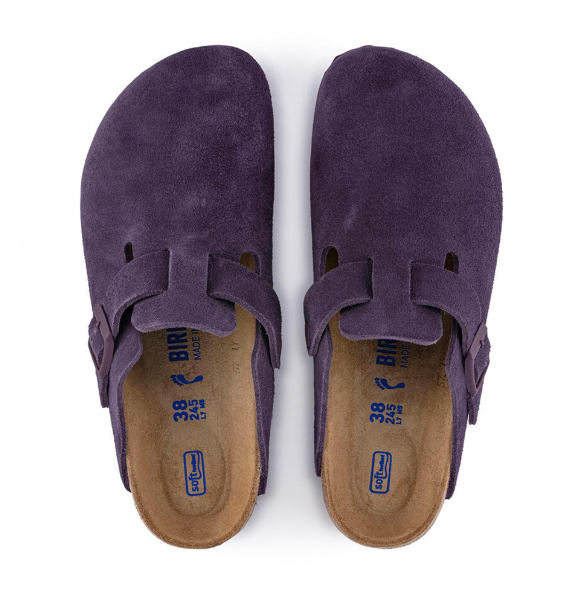 Birkenstock Boston Soft Footbed Suede Leather Wine Clog