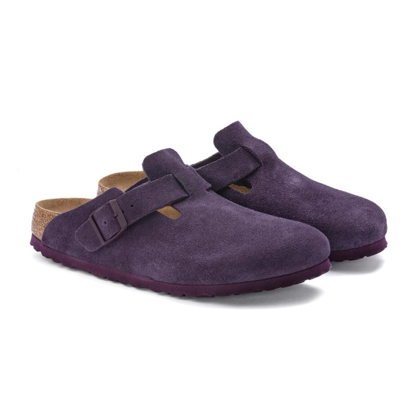 Birkenstock Boston Soft Footbed Suede Leather Wine Clog