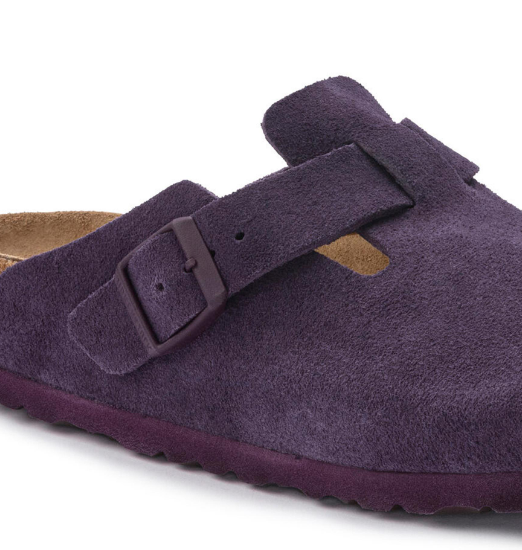 Birkenstock Boston Soft Footbed Suede Leather Wine Clog