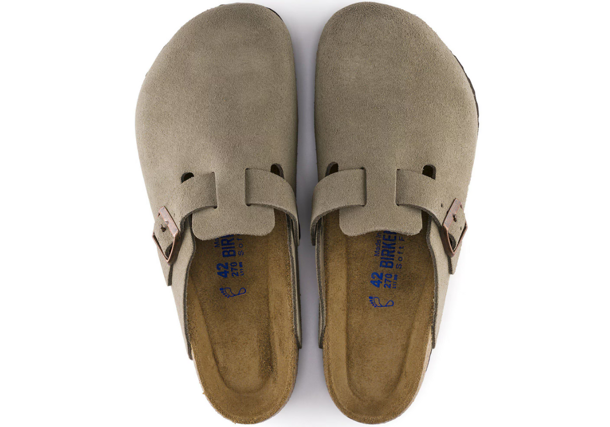 Birkenstock Boston Soft Footbed Suede Leather - Taupe, Narrow