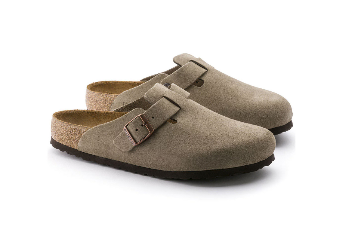 Birkenstock Boston Soft Footbed Suede Leather - Taupe, Narrow