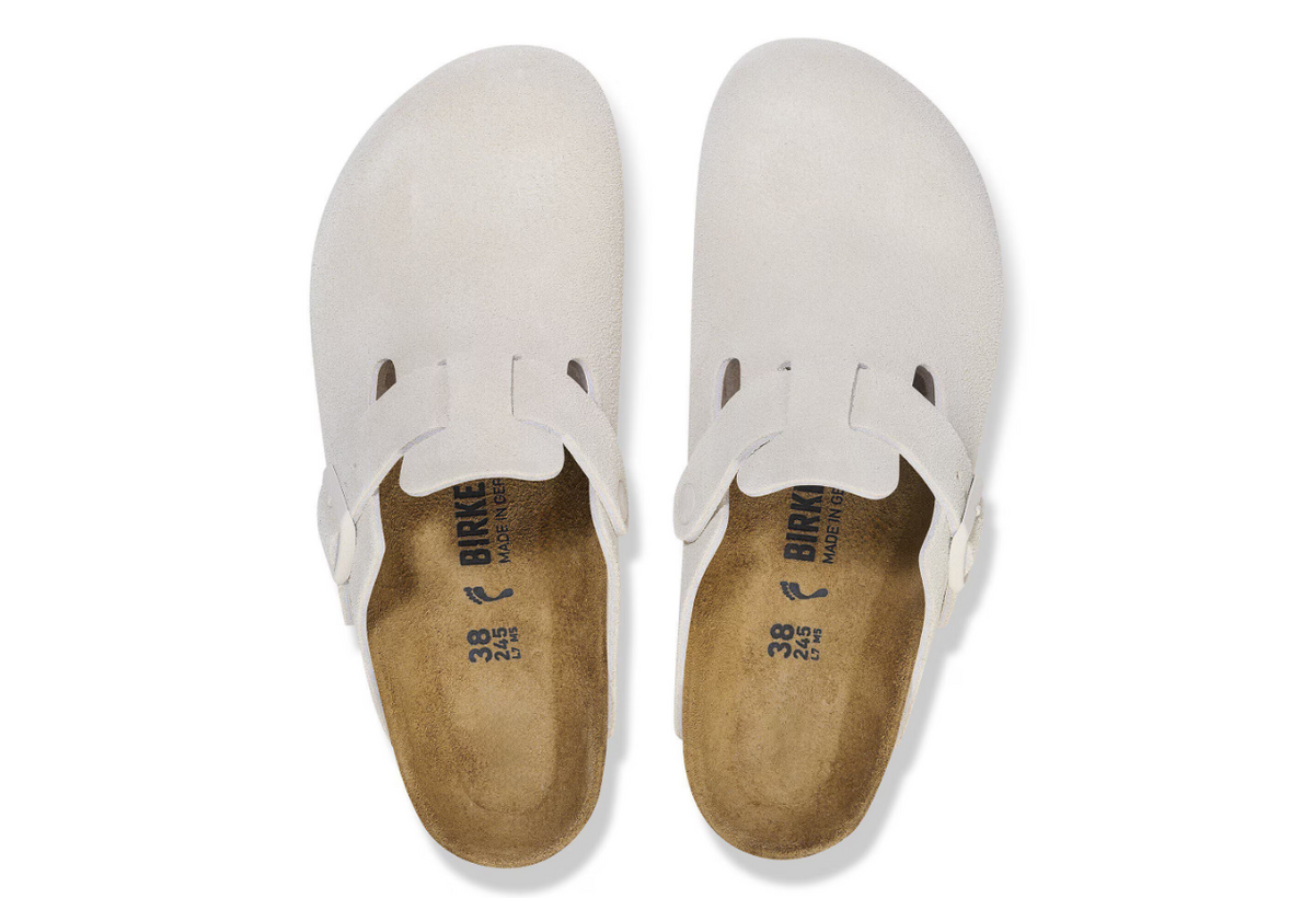 Birkenstock Boston Suede Leather Antique White