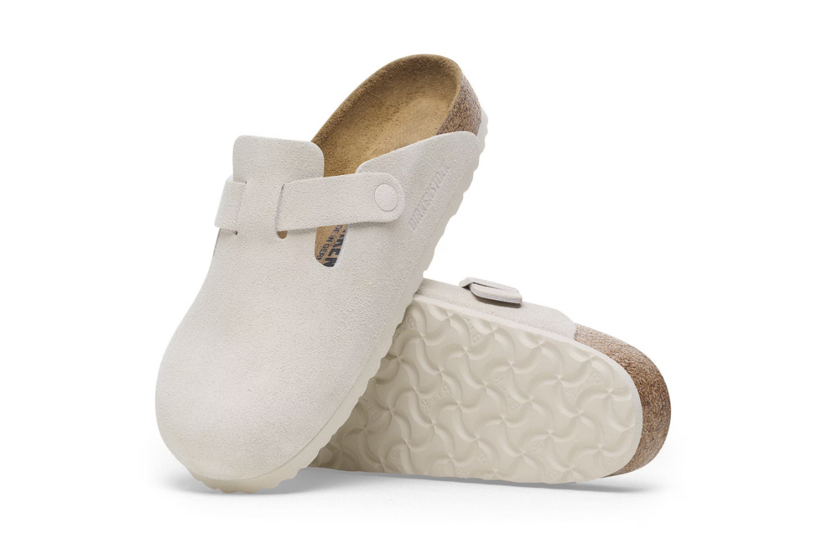 Birkenstock Boston Suede Leather Antique White