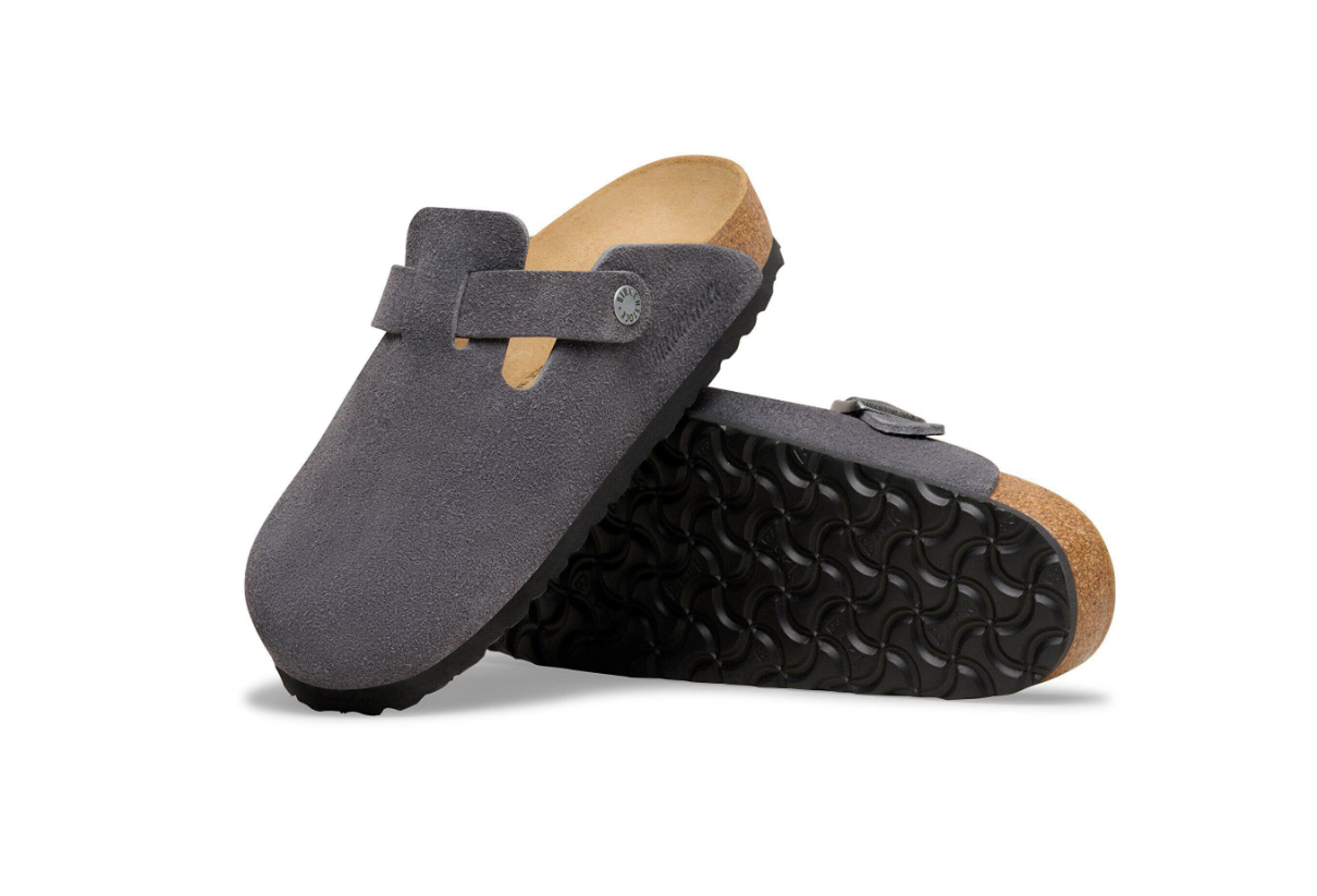 Birkenstock Boston Suede Leather Clog Charcoal