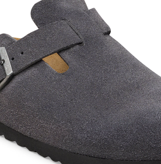 Birkenstock Boston Suede Leather Clog Charcoal
