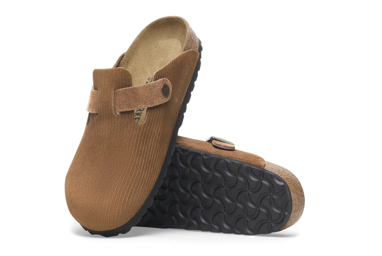 Birkenstock Boston Suede Leather Embossed Corduroy Dark Tea