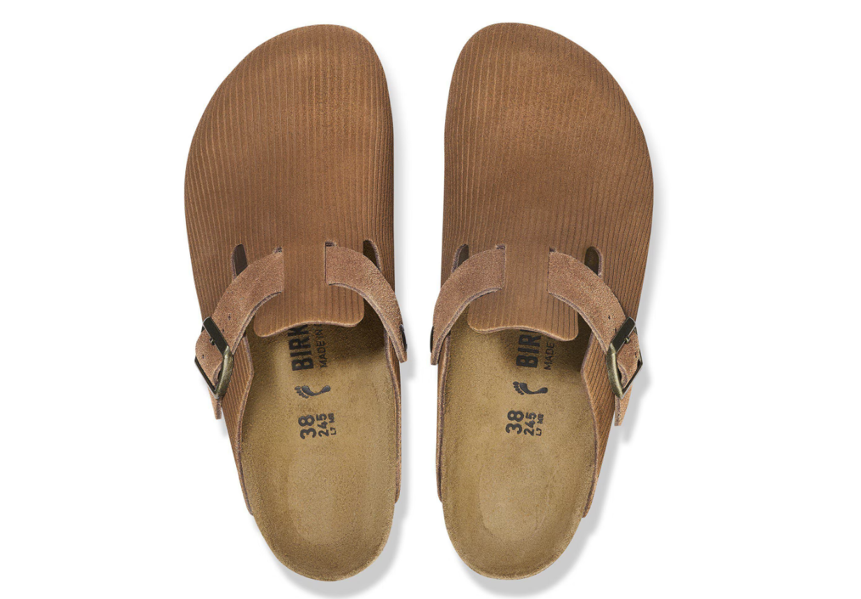 Birkenstock Boston Suede Leather Embossed Corduroy Dark Tea