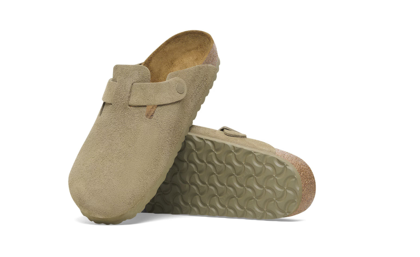 Birkenstock Boston Suede Leather Faded Khaki