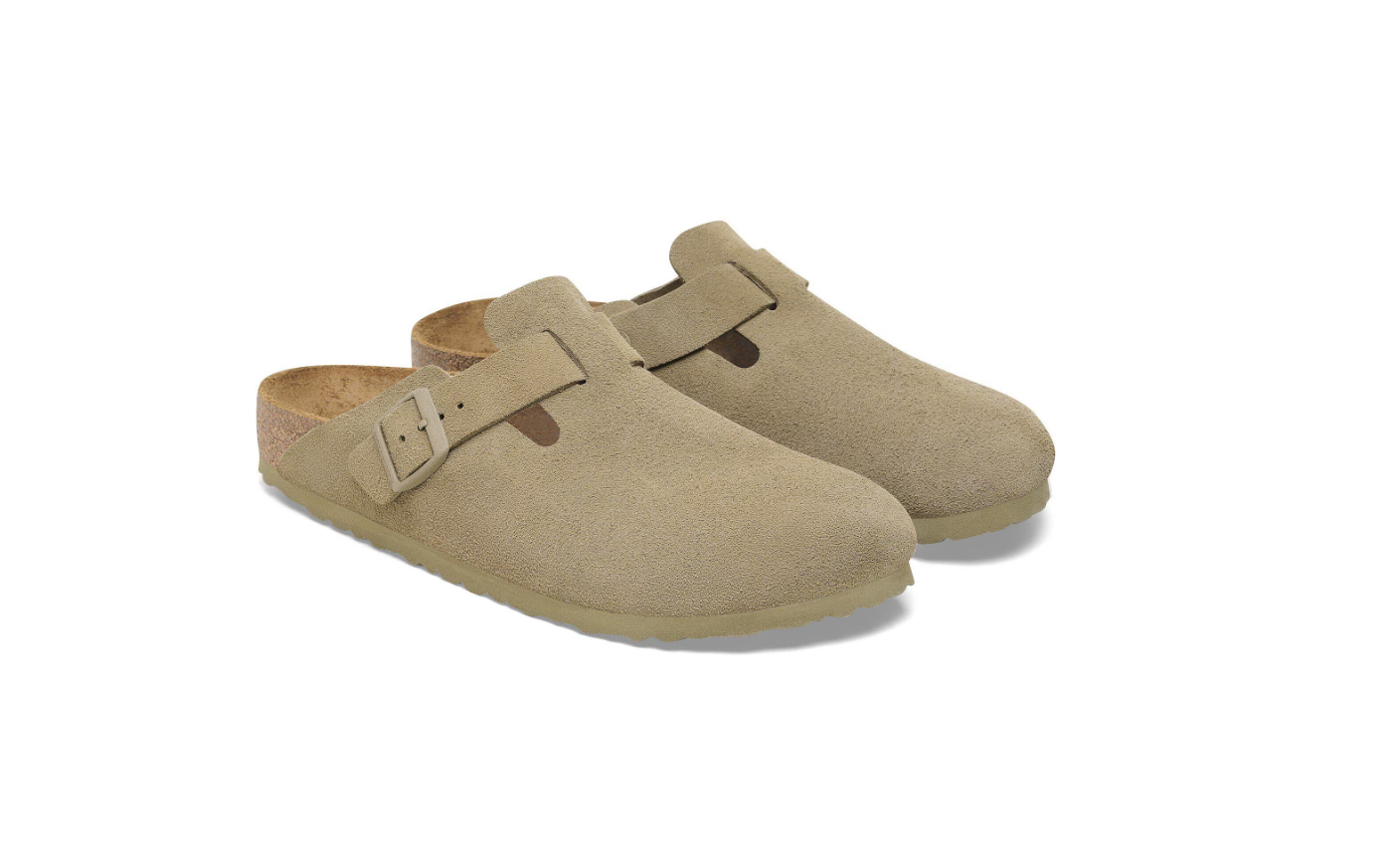Birkenstock Boston Suede Leather Faded Khaki