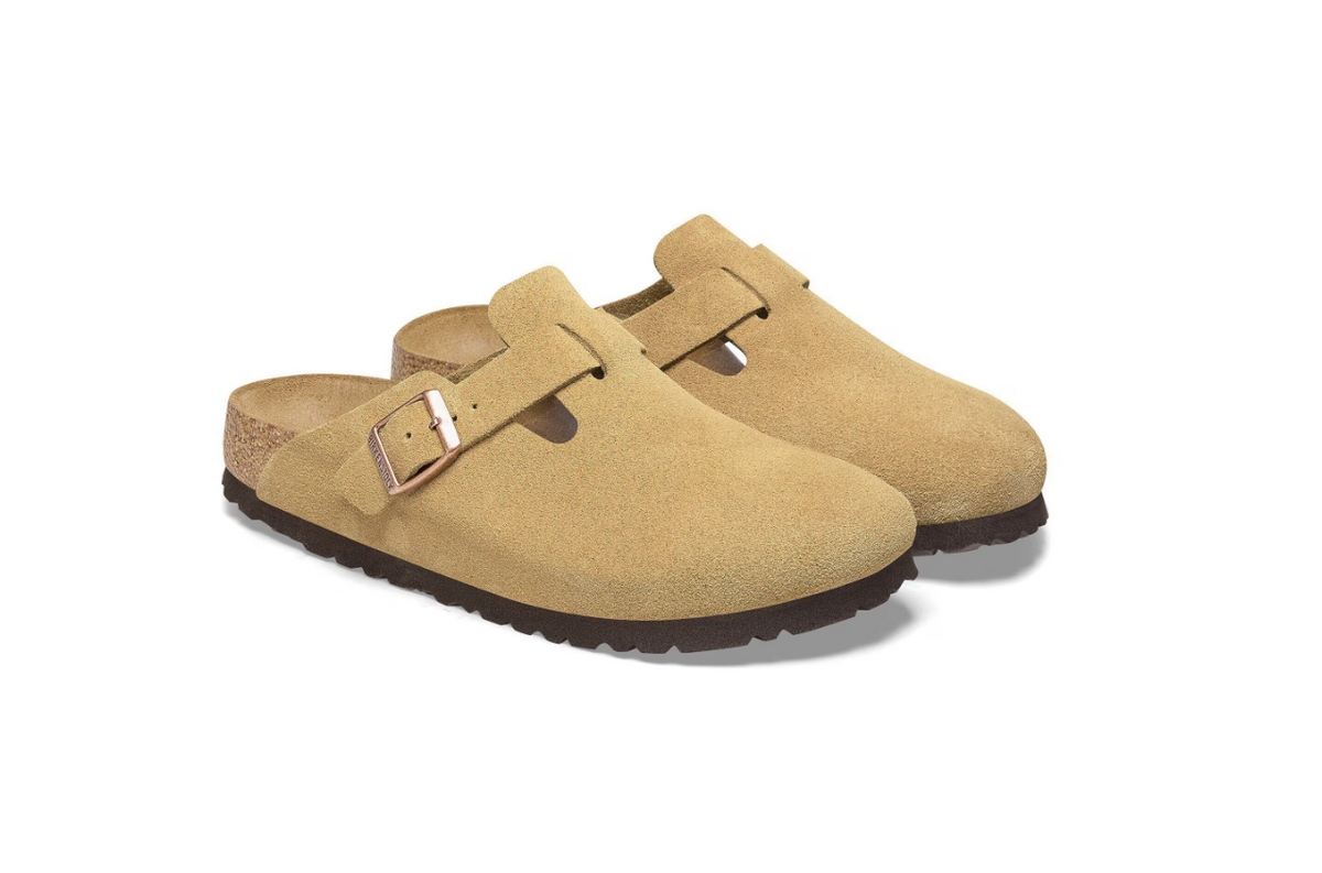 Birkenstock Boston Suede Leather - Cream, Narrow