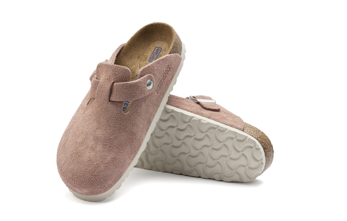 Birkenstock Boston Suede Leather Clog Pink Clay