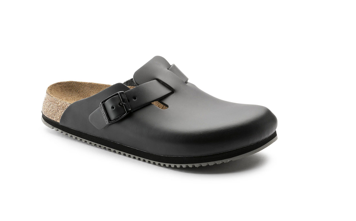 Birkenstock Boston Super Grip Leather Clog Black