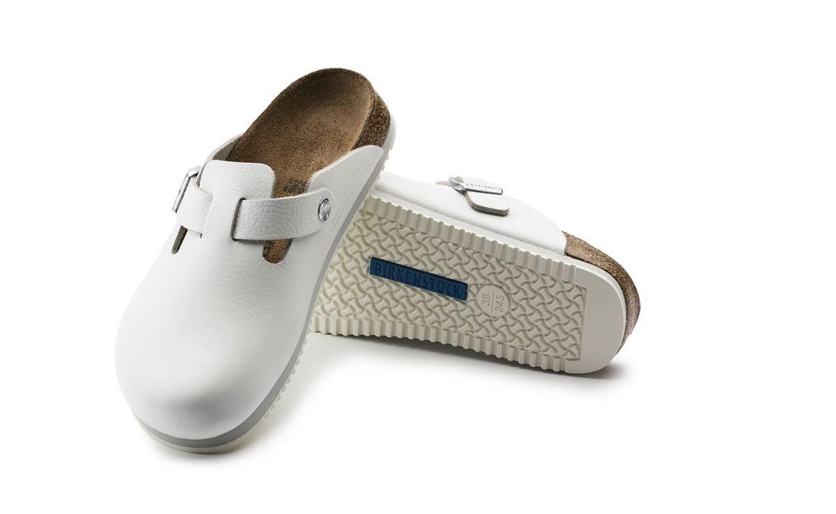 Birkenstock Boston Super Grip Natural Leather White Clog - White, Regular