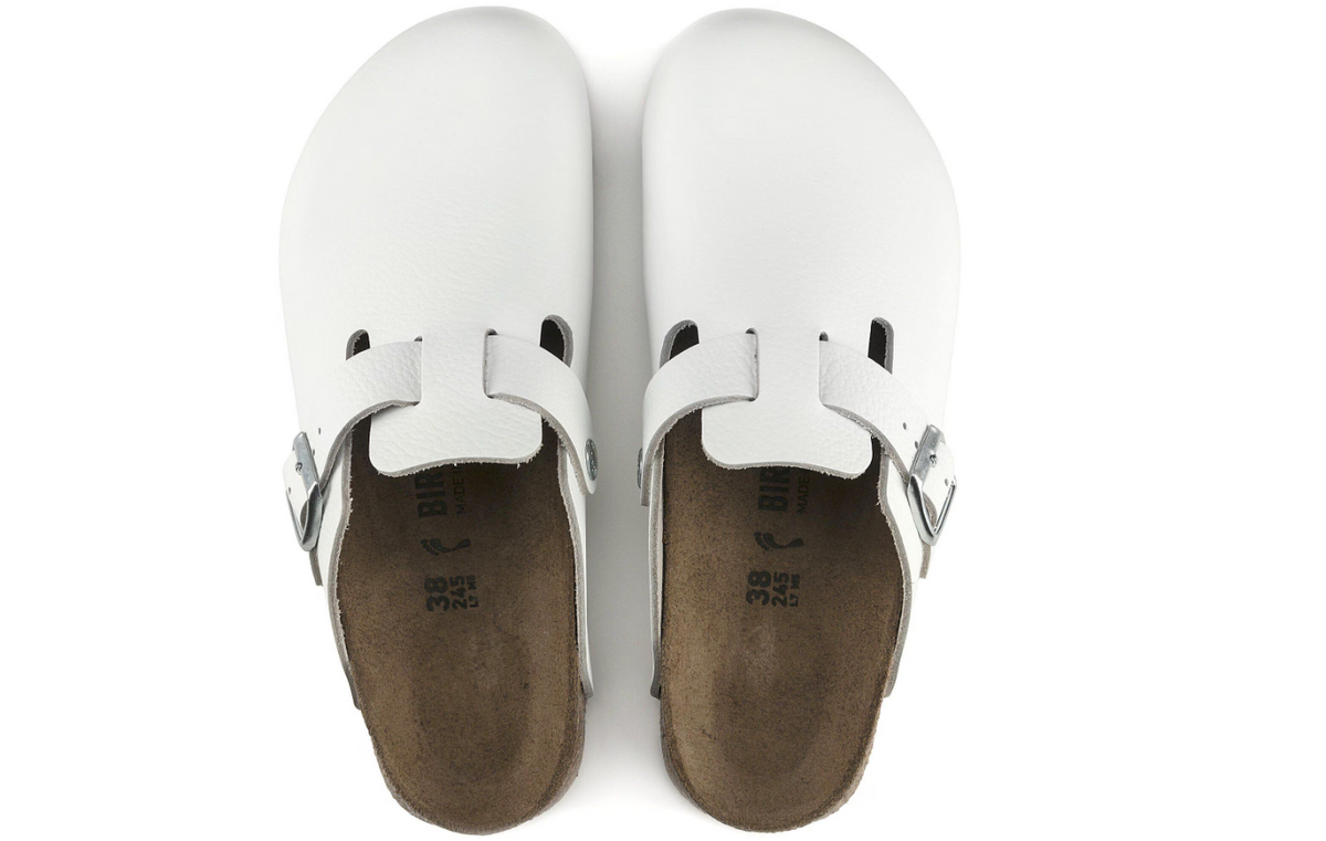 Birkenstock Boston Super Grip Natural Leather White Clog - White, Regular