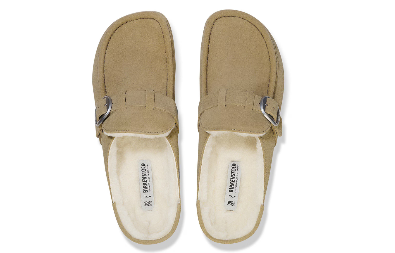 Birkenstock Buckley Shearling Suede Leather Taupe